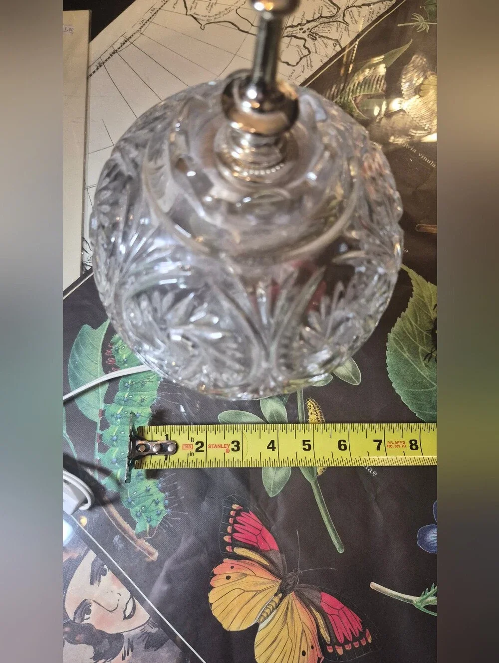 Clear Glass Pressed Table Lamp - Elegant Patterned Home Accent VINTAGE
